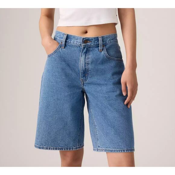 LEVI'S Baggy Dad Jorts in Foolish Love Dark Wash Size 27 - Picture 1 of 7